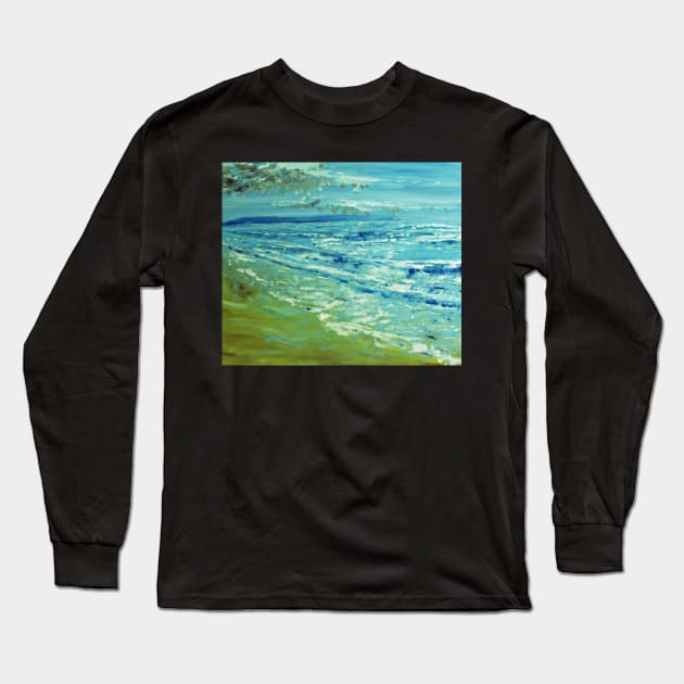 Green Hills Beach 1, from my original acrylic painting on canvas, by Geoff Hargraves Long Sleeve T-Shirt by gjhargraves